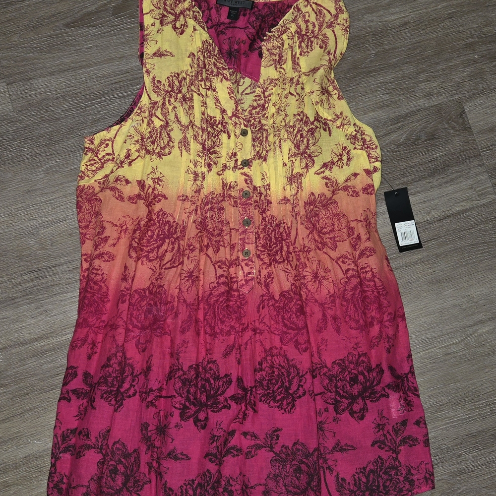 Nine West NWT Floral Ombre Sleeveless Tunic Top Size XL